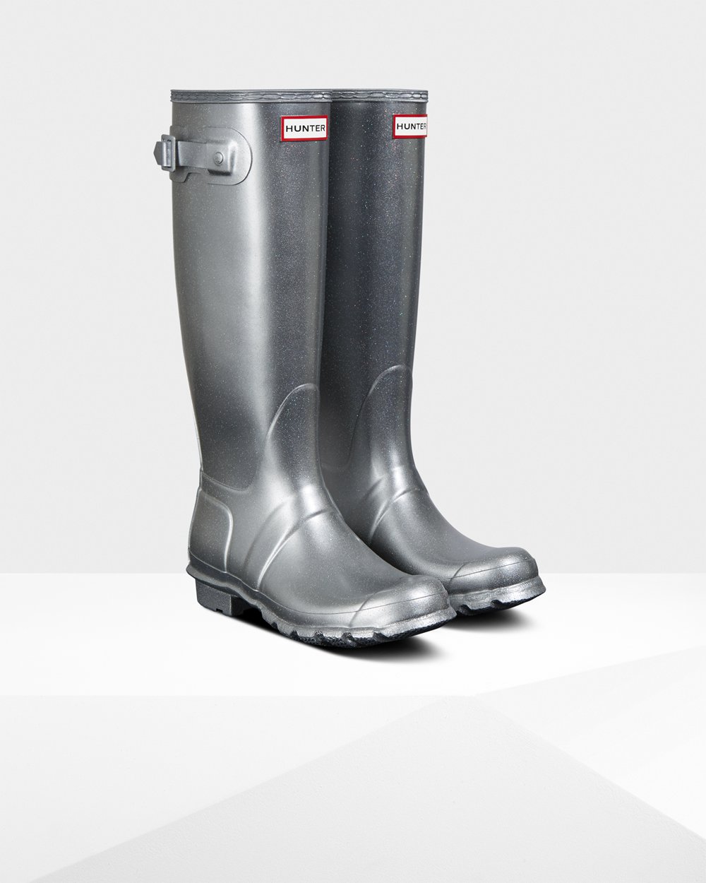 Women Hunter Original Cosmic Glitter | Tall Rain Boots Silver | NZ-43826-JLYZ